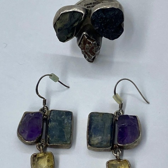 Just in- Charles Albert sterling silver and gem stones earrings and ring - Picture 3 of 5
